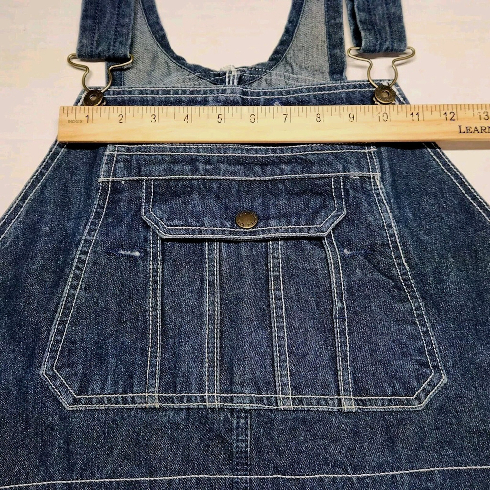 Mens Real Work Wear Denim Bib Overalls Relaxed Fit Blue 44W 30L Outdoor Mechanic - Picture 6 of 12